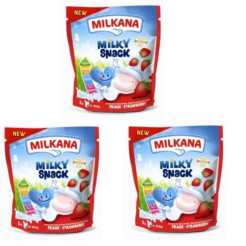 Phô mai trẻ em vị sữa dâu hiệu Milkana 5x20g